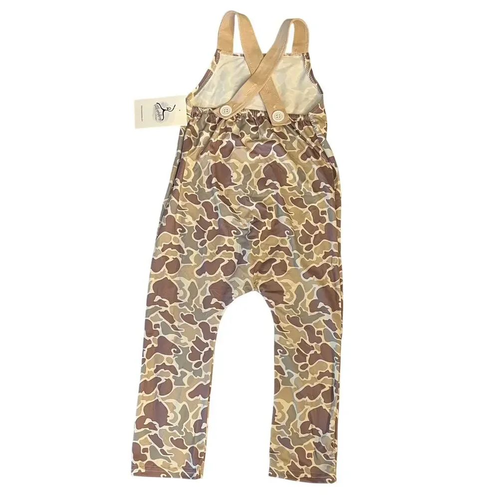 LittleMonkeysCloset Boutique Camo Overalls Deer Pocket NWT 3T